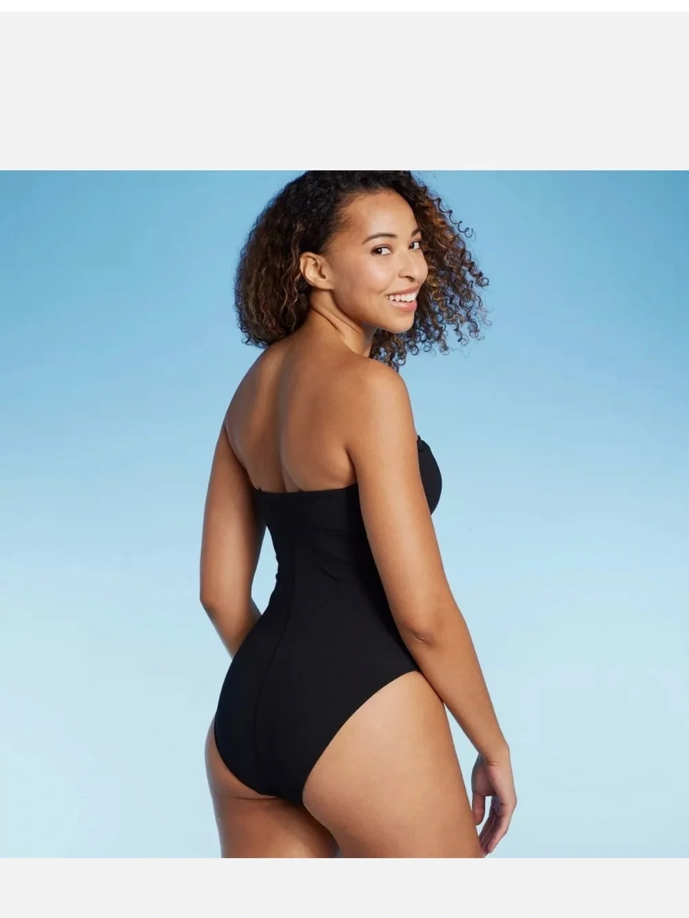 Shade & Shore Black Strapless One-Piece Swim